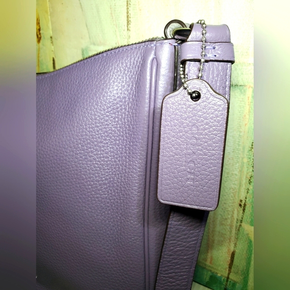 Coach Ellie Refined Pebble Leather File Bag/Crossbody Purple/Silver EUC - Picture 8 of 13